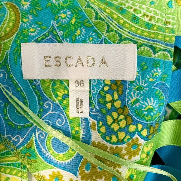 Vintage Escada Cotton Paisley Print Sheath Dress - Picture 3 of 9